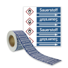 Rohrleitungskennzeichnungsband Sauerstoff