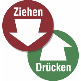 Türschild, zweiseitig Drücken /  Ziehen mit Pfeil