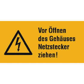 Warn - Kombischild Vor Öffnen des Gehäuses Netzstecker ziehen