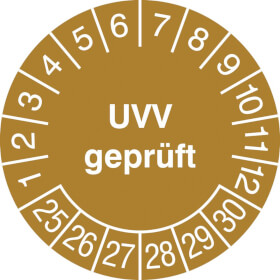 Prüfplaketten - UVV geprüft in Jahresfarbe