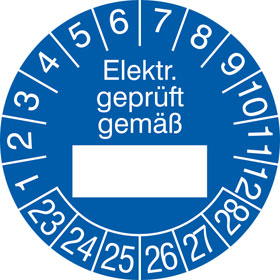 Prfplakette Elektr. geprft gem