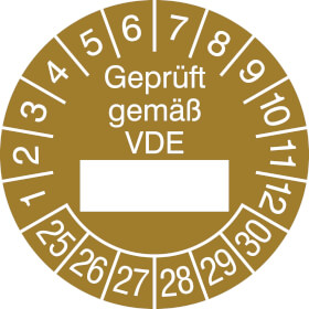 Prüfplaketten - Geprüft gemäß VDE in Jahresfarbe