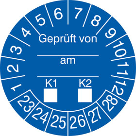 Prfplakette Geprft von...am...K1 - K2