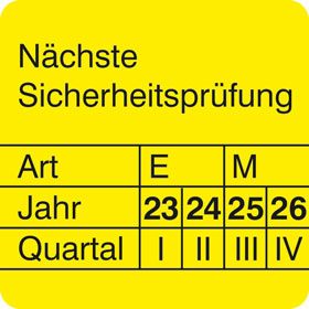 Prfplaketten - Nchste Sicherheitsprfung gelb / schwarz