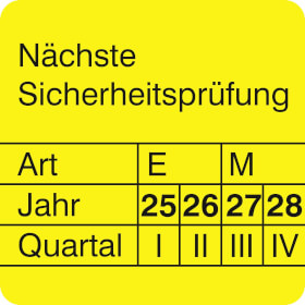 Prüfplaketten - Nächste Sicherheitsprüfung gelb/schwarz