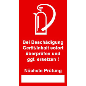 Prfsiegel - Brandschutz  -  auf Bogen Text:  Bei Beschdigung Gert / Inhalt sofort berprfen
