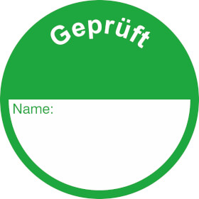 Qualitätskennzeichnungsetiketten Text: Geprüft