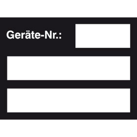 Inventarkennzeichnungsetiketten auf Bogen schwarz / weiß,  Text:  Geräte - Nr.: 