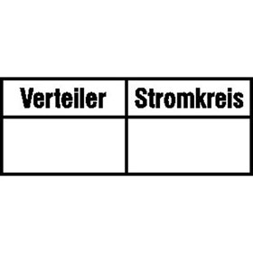 Etiketten auf Bogen - Stromkreis / Verteilerkennzeichnung Farbe:  wei / schwarz