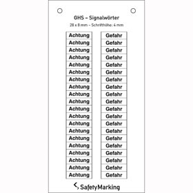 GHS - Signalwrter auf Bogen 20 x Achtung, 20 x Gefahr