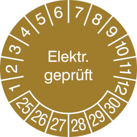 Prüfplaketten - Elektr. geprüft in Jahresfarbe