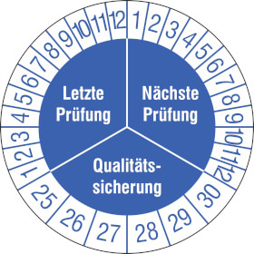 Prüfplaketten - Qualitätssicherung blau / weiß