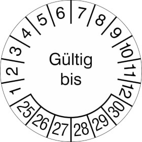 Prüfplaketten - Gültig bis weiß / schwarz
