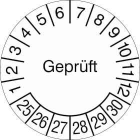 Prüfplaketten - Geprüft weiß/schwarz