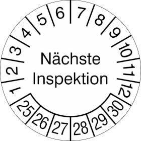 Prüfplaketten - Nächste Inspektion weiß/schwarz