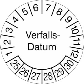 Prüfplaketten - Verfalls-Datum weiß/schwarz