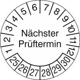 Prüfplaketten - Nächster Prüftermin weiß/schwarz