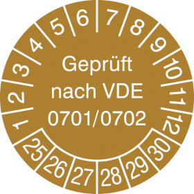 Prüfplaketten - Geprüft nach VDE 0701/0702 in Jahresfarbe