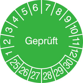 Prüfplaketten - Geprüft grün / weiß