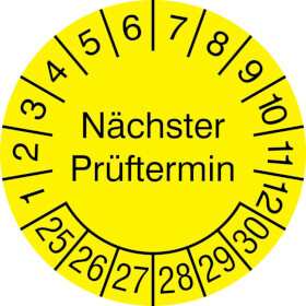 Prüfplaketten - Nächster Prüftermin gelb/schwarz