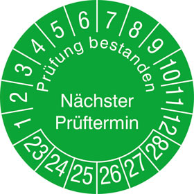Prfplakette Prfung bestanden, Nchster Prftermin