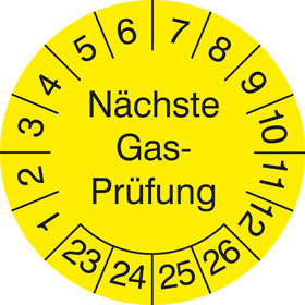 Prfplaketten - Nchste Gas - Prfung gelb / schwarz