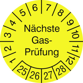 Prüfplaketten - Nächste Gas-Prüfung gelb/schwarz