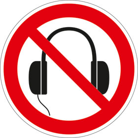 Verbotsschild Kopfhörer benutzen verboten