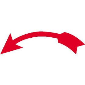 Drehrichtungspfeile auf Bogen weiß / rot, Ausführung: gebogen,  linksweisend