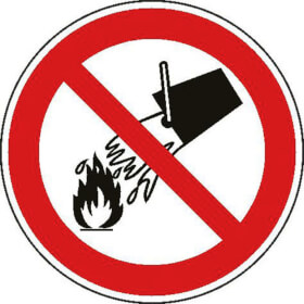 Minisymbole für Betriebsanweisungen auf Bogen Mit Wasser löschen verboten