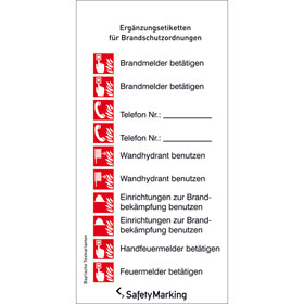 Ergänzungssymbole für Brandschutzordnung mit Sicherheitszeichen nach DIN EN ISO 7010