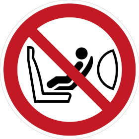 Verbotsschild Kindersitz installieren verboten