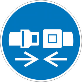 Gebotsschild, Rückhaltesystem benutzen, 