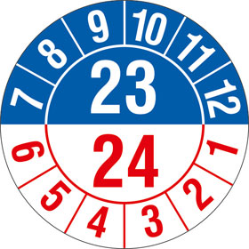 Prfplakette Halbjahresplakette mit 2 - stelliger Jahreszahl, jahresbergreifend