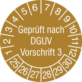Prüfplakette in Schutzlackierung Geprüft nach DGUV Vorschrift 3