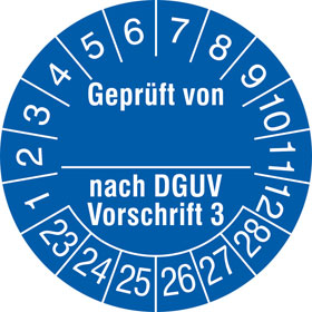Prfplakette Geprft von_ nach DGUV Vorschrift 3