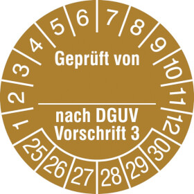 Prüfplakette Geprüft von_ nach DGUV Vorschrift 3