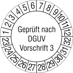 Prfplakette Geprft nach DGUV Vorschrift 3