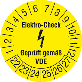 gelb-schwarz Prüfplakette Elektro-Check 18 Ø3cm 15 Stk/ Bogen Geprüft gemäß VDE 