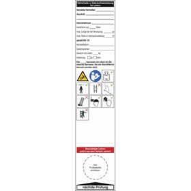 Grundplakette und Gebrauchsanweisung für Leitern