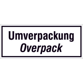 Paketaufkleber Umverpackung / Overpack