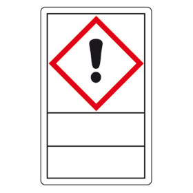 GHS Gefahrensymbole auf Rolle Gafahrstoffetiketten mit Klapplaminat und Beschriftungsfeld