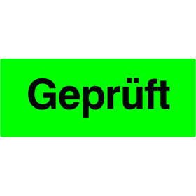 Qualitätskennzeichnungsetiketten Geprüft Papier selbstklebend, tagesleuchtgrün / schwarz, 