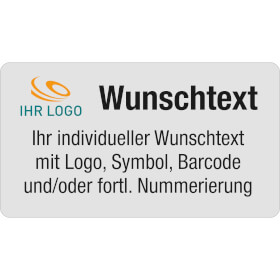 Individuell gefertigtes Wunschsiegel Logo, Text, Bacode und Nummerierung nach Wahl