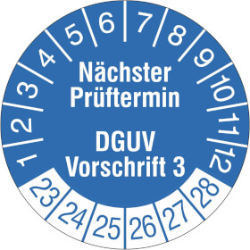 Prfplakette Nchster Prftermin DGUV Vorschrift 3