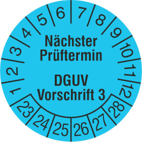 Prfplakette Nchster Prftermin DGUV Vorschrift 3