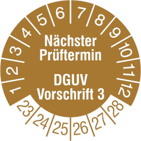 Prfplakette Nchster Prftermin DGUV Vorschrift 3