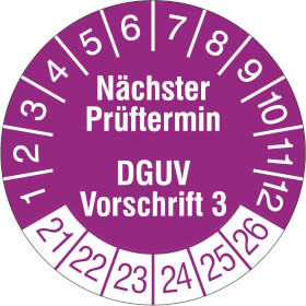 Prfplakette Nchster Prftermin DGUV Vorschrift 3