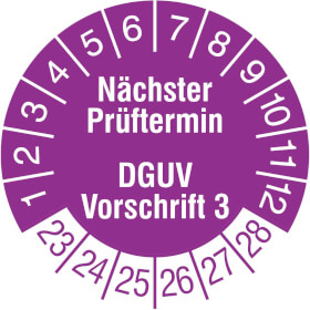 Prfplakette Nchster Prftermin DGUV Vorschrift 3