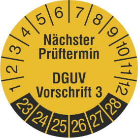 Prfplakette Nchster Prftermin DGUV Vorschrift 3